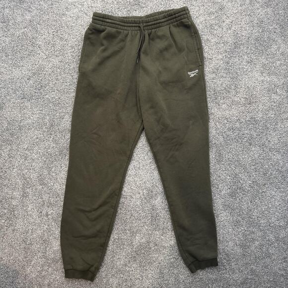 Reebok Sweatpants Mens Medium Green Fleece Joggers Elastic Waist Pockets 29x27 - Picture 1 of 15